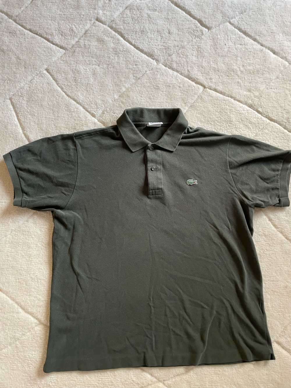 Lacoste Olive Green Short Sleeve Polo with Embroidered Croc